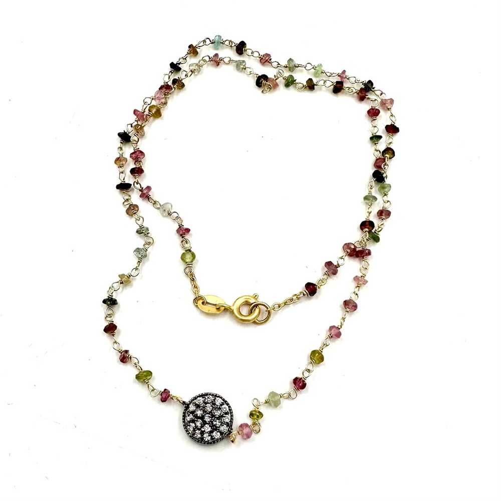 FAS Rainbow Tourmaline Nugget Layer Necklace